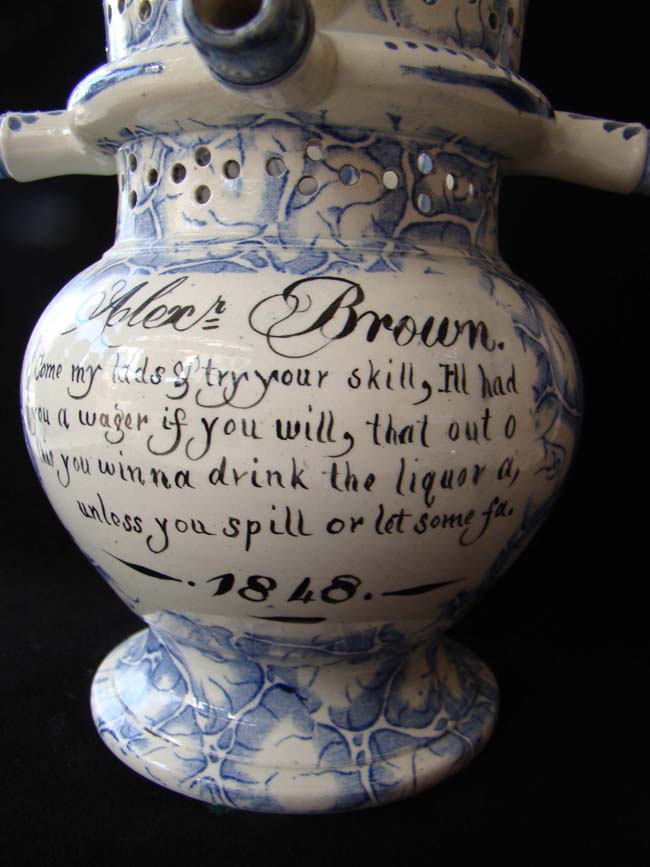 A wonderful 19th century Swansea 'Puzzle Jug' inscribed "Alexander Brown, 1848" — image 2